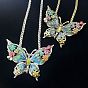 Ожерелья с подвеской в виде цветка и бабочки из сплава с цветной эмалью и кошачьим глазом для женщин