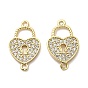 Подвески-сердечки с микропаве из латуни и прозрачным кубическим цирконием, долговечный, без кадмия и без свинца, стойки покрытие