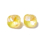 Mocha Fluorescent Style Electroplate K9 Glass Rhinestone Cabochons, Pointed Back, Faceted, Square