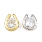 Brass Pave Clear Cubic Zirconia Charms, U Shape Charms, Rack Plating, Long-Lasting Plated, Lead Free & Cadmium Free