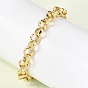 Латунные браслеты-цепочки роло для женщин, с печатью удачи, стойки покрытие, долговечный, без кадмия и без свинца