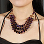 Комплект из многослойных ожерелий и висячих серег из стеклянных бусин-ронделей для женщин