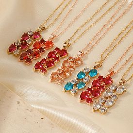 Brass Cubic Zirconia Long Tassel Pendant Necklaces for Fashionable Statement Style