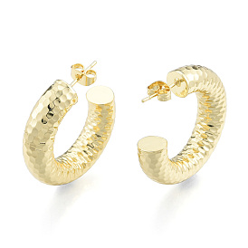 Brass C-shape Stud Earrings, Half Hoop Earrings for Women, Nickel Free