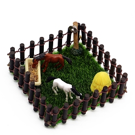 Plastic Mini Horse Stables, Micro Landscape Home Dollhouse Accessories, Pretending Prop Decorations