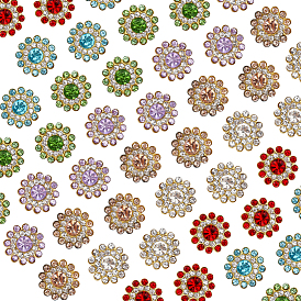 120 шт. 6 цветные кнопки со стразами из сплава, цветок, золотые