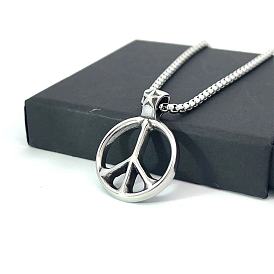 Винтажные ожерелья из нержавеющей стали с подвеской в виде знака мира для женщин и мужчин
