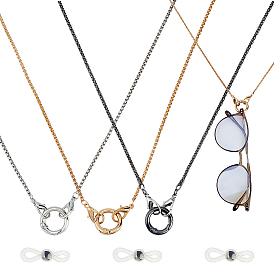 3шт. 3 цвета железные цепочки для очков, с резиновыми петлями на конце