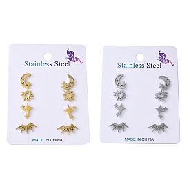 304 серьги из нержавеющей стали, солнце и звезда и луна