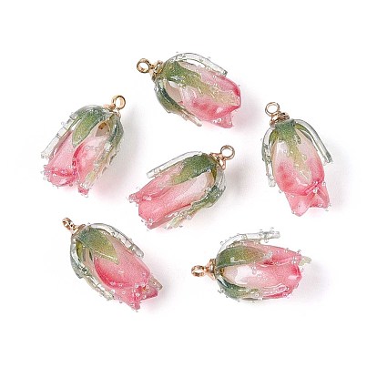 Прозрачные акриловые подвески, цветок, с латунной найти