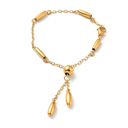 Вакуумное покрытие pvd 201 браслет из нержавеющей стали с овальными подвесками и 304 цепочками из нержавеющей стали для женщин