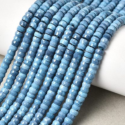 Синтетических нитей бирюзовые бусы, рондель, граненые