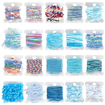 20 наборы 20 стили хлопковой и полиэстерной кружевной ленты, кружевная лента макраме