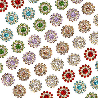 120 шт. 6 цветные кнопки со стразами из сплава, цветок, золотые