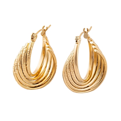 Ion Plating(IP) 304 Stainless Steel Hoop Earrings for Women, Multi-Strand Oval