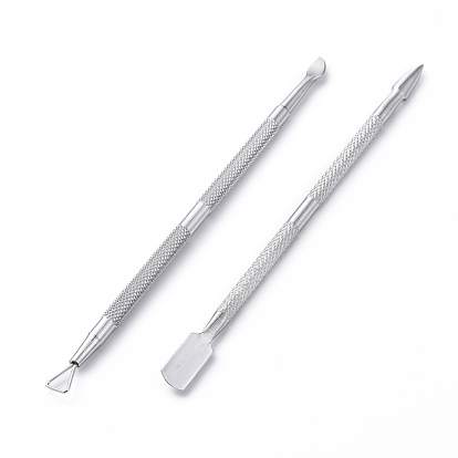 Stainless Steel Nail Art Tool Sets, with Triangle Head UV Gel Polish Remover Cuticle Pushers and Double Sided Finger Dead Skin Pushers