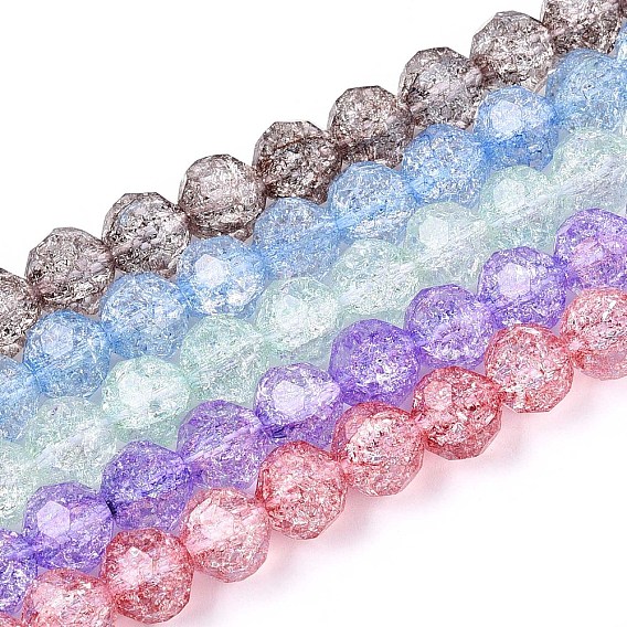 Прозрачные треск стекла бисер нитей, круглые, граненые