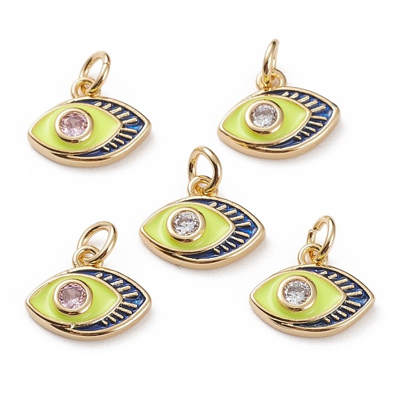 Латунные микропаве прозрачные кубические циркониевые подвески, с эмалью, с прыжковых колец, глаз, реальный 18 k позолоченный