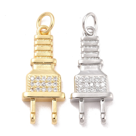 Eco-Friendly Brass Micro Pave Cubic Zirconia Pendants, Long-Lasting Plated, Lead Free & Cadmium Free & Nickel Free, Real 18K Gold Plated