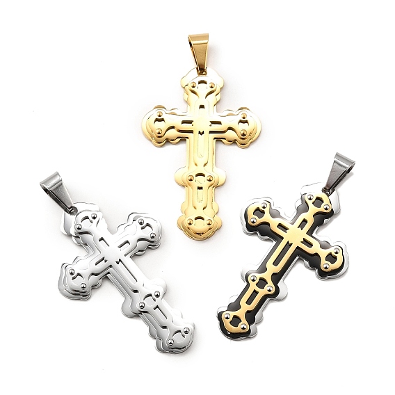 Кросс 304 из нержавеющей стали большие кулоны, с 201 держателями для ледоруба из нержавеющей стали, ионное покрытие (ip)