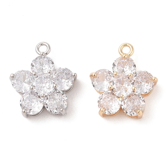 Подвески из прозрачного стекла с инкрустацией из латуни, цветок