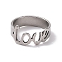 201 Stainless Steel Word Love Finger Ring, Hollow Wide Ring for Valentine's Day