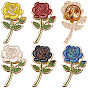 10 pièces 5 couleurs épingles en émail, dos d'épingle à revers en alliage pour vêtements de sac à dos, fleur rose
