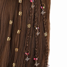 Wig Dirty Braid Jewelry Hair Ring Hair Buckle Retro Spring Alloy Diamond Hollow Butterfly Pendant Braided Hair DIY Pendant
