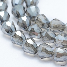Electroplate Glass Beads, Full Rainbow Plated, Faceted, Drop