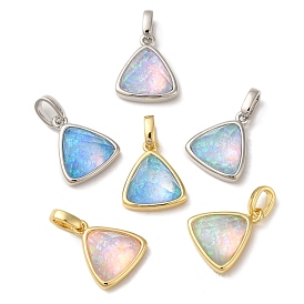 Rack Plating Brass with Synthetic Opal Pendants, Triangle