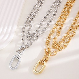 Ожерелья из сплава с двухслойной овальной подвеской