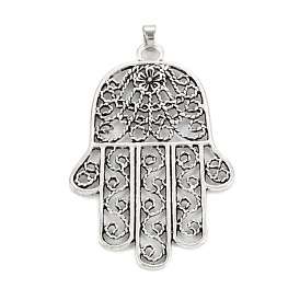 Pendentifs en alliage de style tibétain, main hamsa/main de miriam