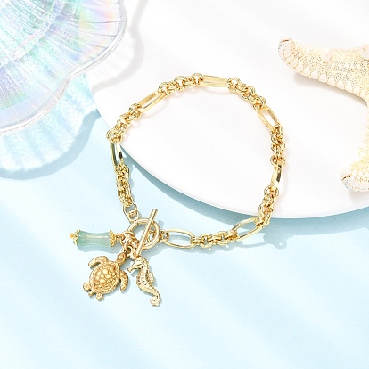 Браслеты с подвесками из нержавеющей стали и натурального зеленого авантюрина, браслеты из латунной цепочки для женщин