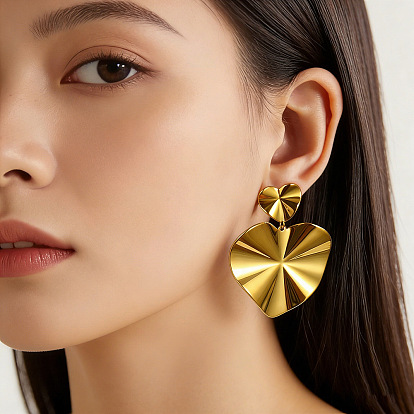 Boucles d'oreilles pendantes en forme de cœur en alliage pour femmes