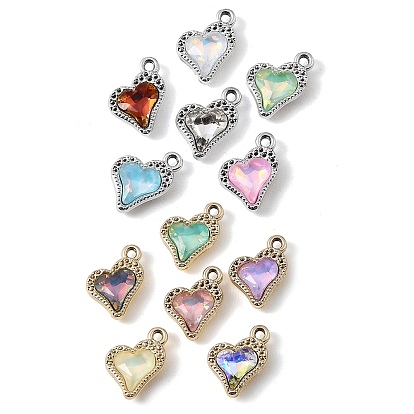 Стеклянные подвески из сплава с ультрафиолетовым покрытием, шарма сердца, граненые, разноцветные