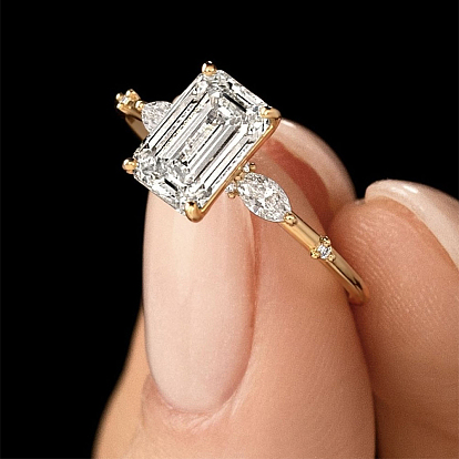 Bague élégante en argent sterling avec zircone cubique pour femme