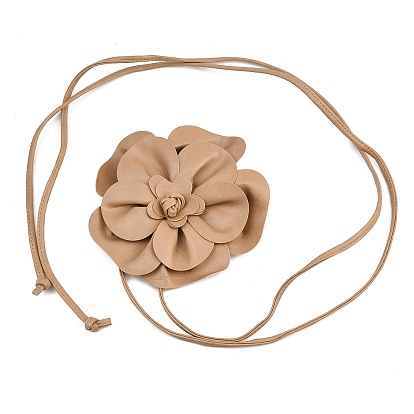 Cinturones de piel sintética con diseño de flores para mujer