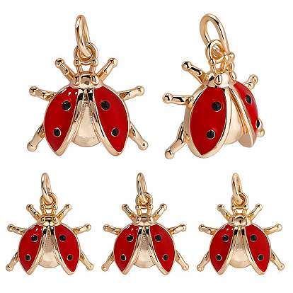 8 кулоны латунные эмалевые шт., с целью перехода в кольце, реальный 18 k позолоченный, очарование божьей коровки