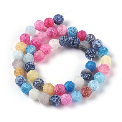 Natural Weathered Agate Beads Strands, Dyed & Heated, Round