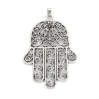 Pendentifs en alliage de style tibétain, main hamsa/main de miriam