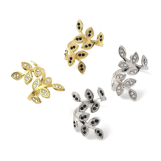 Ионное покрытие (ip) 304 открытая манжета из нержавеющей стали для женщин, со стразами, лист