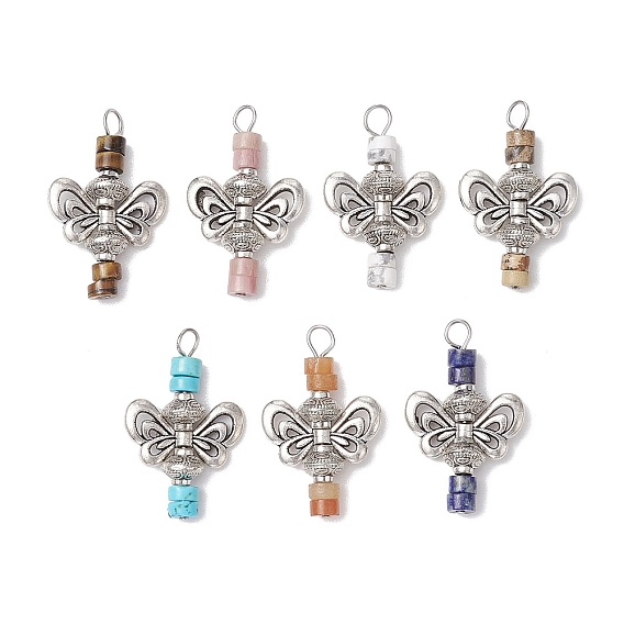 Подвески из натуральных драгоценных камней, подвески-бабочки с фурнитурой из сплава
