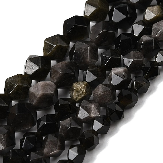 Природные обсидиана бисер нитей, звезды вырезать круглые бусы, граненые