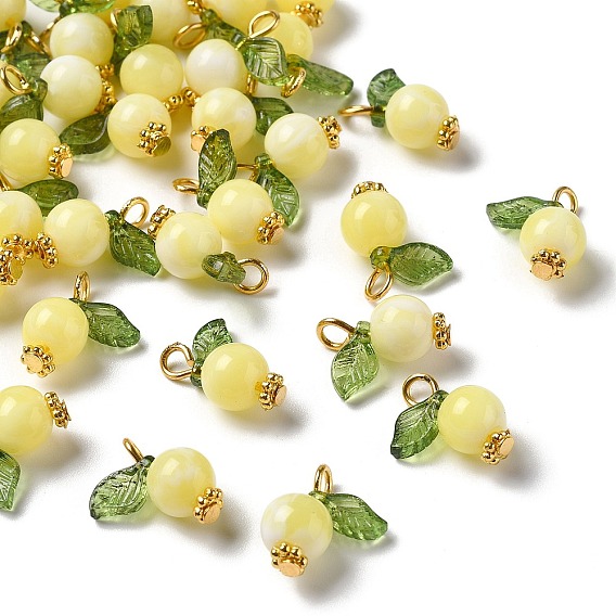 Акриловые подвески, с железными штифтами с плоской головкой, фруктовые прелести