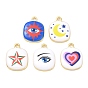 Printed Brass Pendants, Rectangle Charms, Rack Plating, Long-Lasting Plated, Lead Free & Cadmium Free, Real 18K Gold Plated