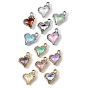 UV Plating Alloy Glass Pendants, Heart Charm, Faceted, Mixed Color