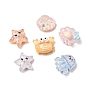 Ocean Animals Transparent Resin & Paillette & Glitter Powder Cabochons, Mixed Shapes