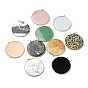 Mixed Gemstone Big Pendants, with Golden Plated Brass Eadges, Flat Round Charms