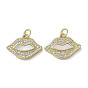 Brass Micro Pave Cubic Zirconia Pendants, Cadmium Free & Lead Free, with Shell, Lip