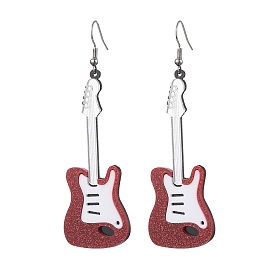 Boucles d’oreilles pendantes en acrylique pour guitare, boucles d'oreilles en fer pour femmes